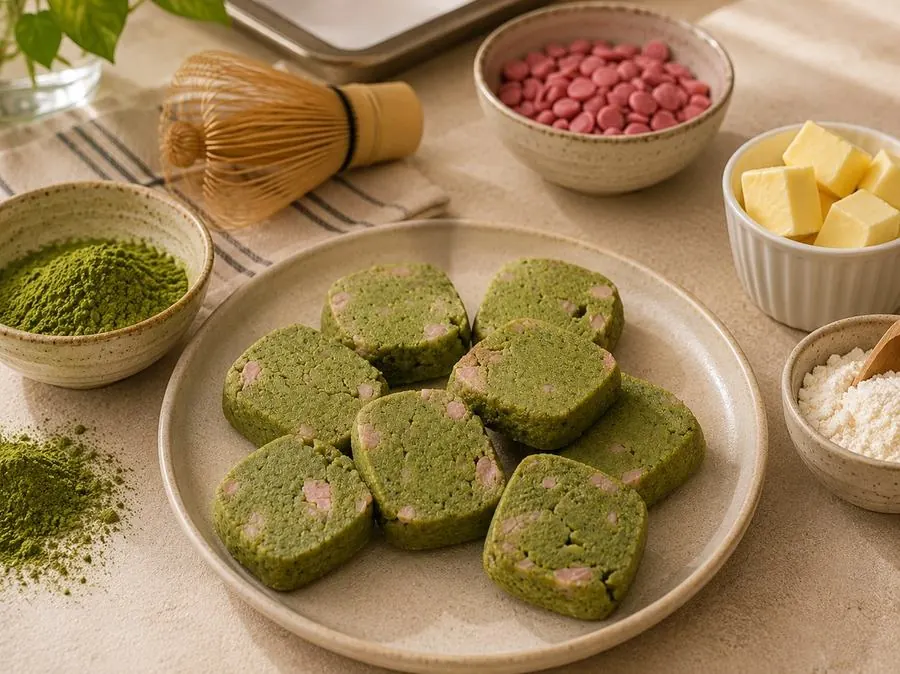 Matcha Ruby Chocolate Cookies