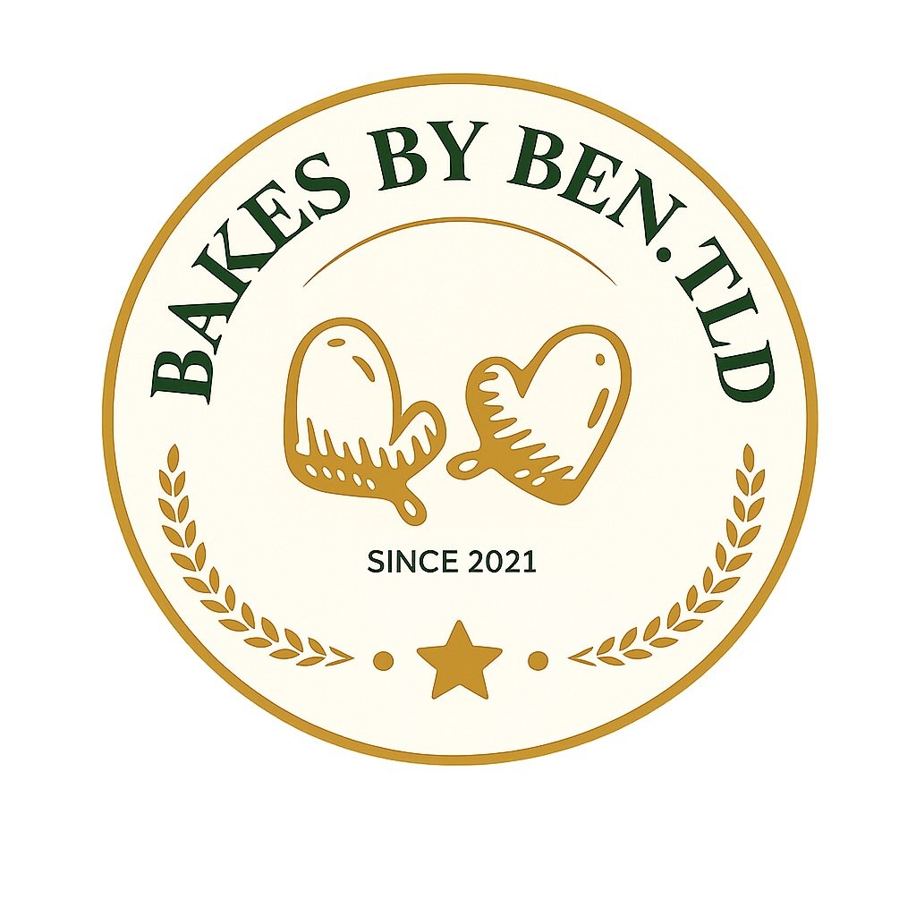 The Bakes By Ben.TLD logo, redesigned with a golden laurel wreath and star after ACRA registration
